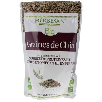 Graines de Chia source de Prot&eacute;ine Herbesan - sachet de 200g de poudre