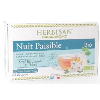 Infusion nuit paisible BIO saveur bergamote Herbesan - bo&icirc;te de 20 sachets