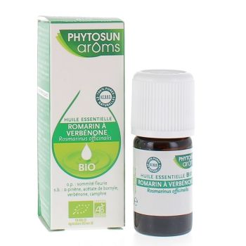 Huile Essentielle Romarin &agrave; Verb&eacute;none bio Phytosun Ar&ocirc;ms - flacon de 5 ml