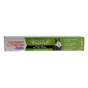 Huile de chanvre p&acirc;te chat Cl&eacute;ment Th&eacute;kan - p&acirc;te de 30g + seringue