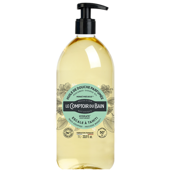 Huile de douche parfum&eacute;e Escale &agrave; Tahiti Le Comptoir du Bain - flacon-pompe de 1 L