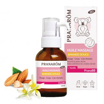 Huile de massage Amande douce bio PranaBB Pranar&ocirc;m - flacon de 30ml