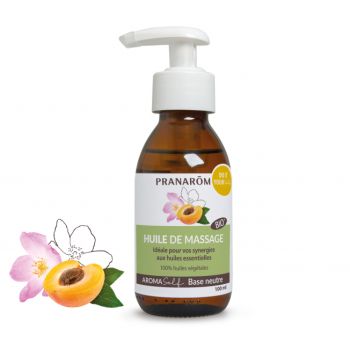 Huile de massage base neutre bio Pranar&ocirc;m - flacon-pompe de 100 ml
