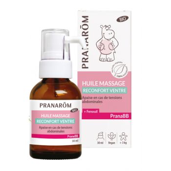 PranaBB Huile de massage bio r&eacute;confort ventre Pranarom - flacon de 30 ml