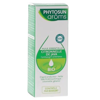 Huile essentielle bio Citronnelle de Java Phytosun ar&ocirc;ms - flacon de 10ml