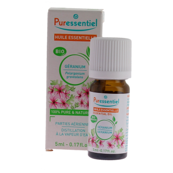 Huile essentielle bio G&eacute;ranium Puressentiel - flacon de 5 ml