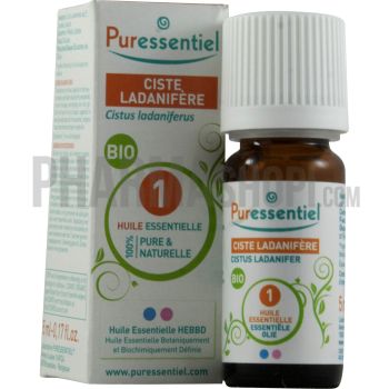 Huile essentielle de ciste Ladanif&egrave;re bio Puressentiel - flacon de 5 ml