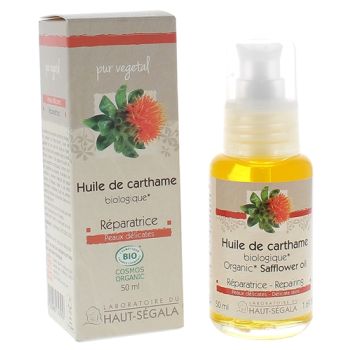 Huile v&eacute;g&eacute;tale Carthame bio Haut-S&eacute;gala - flacon-pompe de 50 ml