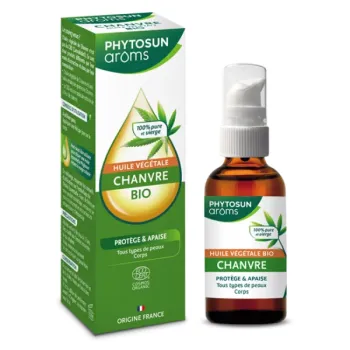 Huile v&eacute;g&eacute;tale chanvre bio Phytosun ar&ocirc;ms - flacon-pompe de 50ml
