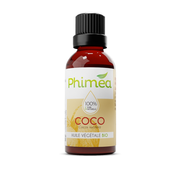 Huile v&eacute;g&eacute;tale de coco bio Phimea - flacon de 50 ml