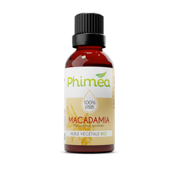 Huile v&eacute;g&eacute;tale de macadamia bio Phimea - flacon de 50 ml