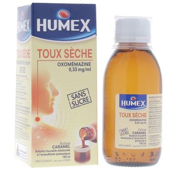 Humex toux s&egrave;che sans sucre D&egrave;s 15 ans; Adultes - flacon de 150 ml