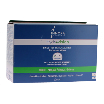 Hydravision lingettes p&eacute;rioculaires yeux et paupi&egrave;res sensibles Innoxa - boite de 20 lingettes