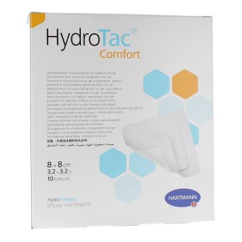 HydroTac Comfort Pansement hydrocellulaire avec gel autoadh&eacute;rent 8x8cm Harmann - bo&icirc;te de 10 pi&egrave;ces