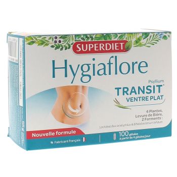 Hygiaflore transit ventre plat Super Diet - bo&icirc;te de 100 g&eacute;lules