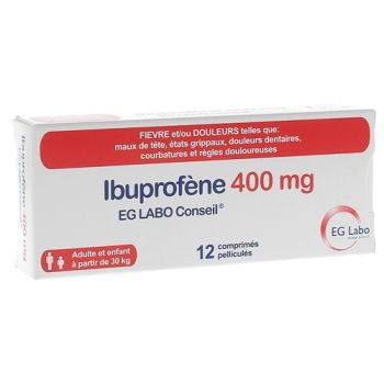Ibuprof&egrave;ne 400 mg EG Labo Conseil - bo&icirc;te de 12 comprim&eacute;s pellicul&eacute;s