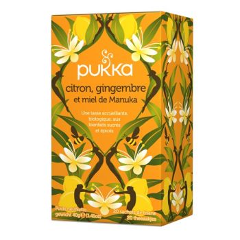 Infusion Citron Gingembre & Miel de Manuka bio Pukka - bo&icirc;te de 20 sachets