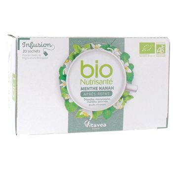 Infusion Menthe nanah apr&egrave;s-repas bio Nutrisant&eacute; - bo&icirc;te de 20 sachets