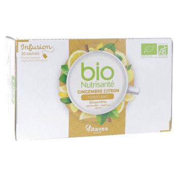Infusion gingembre citron tonifiant bio Nutrisant&eacute; - bo&icirc;te de 20 sachets