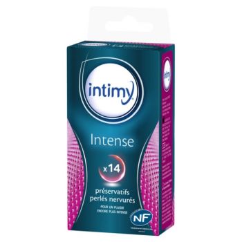 Intense pr&eacute;servatifs perl&eacute;s nervur&eacute;s Intimy - bo&icirc;te de 14 pr&eacute;servatifs