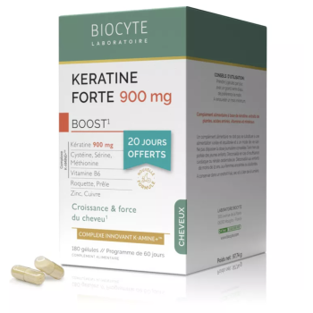 Keratine Forte 900mg Biocyte - boite de 180 g&eacute;lules
