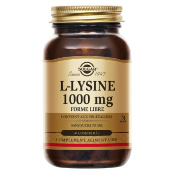 L-Lysine 1000 mg Solgar - pot de 50 comprim&eacute;s