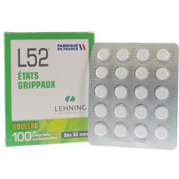 L52 &eacute;tat grippaux Lehning - 100 comprim&eacute;s orodispersibles