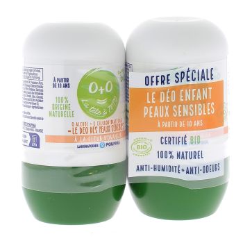 La T&ecirc;te &agrave; Toto D&eacute;odorant enfant 48h peaux sensibles fleur d'oranger bio Poupina - lot de 2 roll-on de 50 ml