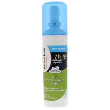 Lait anti-moustiques b&eacute;b&eacute; zones temp&eacute;r&eacute;es Parasidose - spray de 100 ml