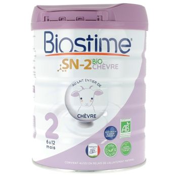 Lait de ch&egrave;vre en poudre SN-2 2&egrave;me &acirc;ge bio Biostime - pot de 800g