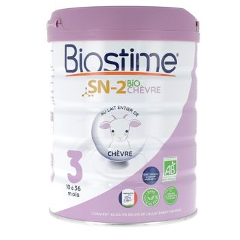 Lait de ch&egrave;vre en poudre SN-2 3&egrave;me &acirc;ge bio Biostime - pot de 800g