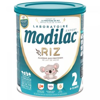 Lait de riz en poudre 2&egrave;me &acirc;ge 6-12 mois Modilac Expert - pot de 800 g