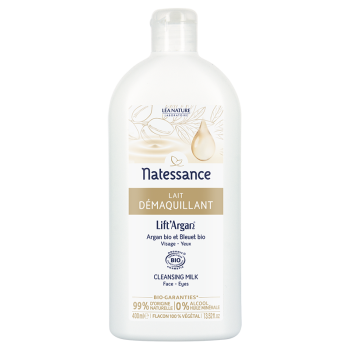 Lait d&eacute;maquillant visage et yeux Lift'Argan Natessance - flacon de 400 ml