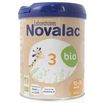 Lait en poudre 3&egrave;me &acirc;ge bio Novalac - pot de 800 g