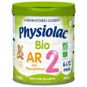 Lait en poudre bio AR 2&egrave;me &acirc;ge Physiolac - pot de 800g