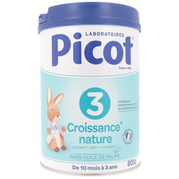 Lait poudre 3&egrave;me &acirc;ge croissance nature Picot - boite de 800g