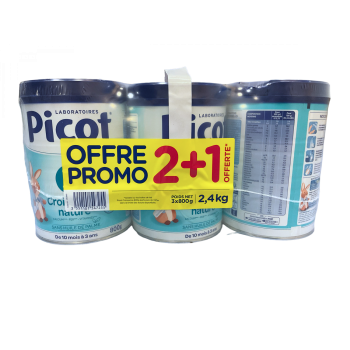 Lait poudre 3&egrave;me &acirc;ge croissance nature Picot - lot de 3 bo&icirc;tes de 800g
