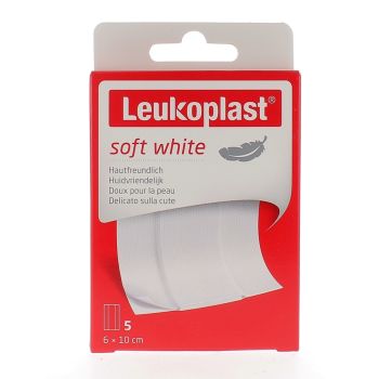 Leukoplast Soft White Pansements &agrave; d&eacute;couper BSN M&eacute;dical - bo&icirc;te de 5 pansements de 6x10cm