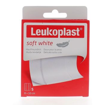 Leukoplast Soft White Pansements &agrave; d&eacute;couper BSN M&eacute;dical - bo&icirc;te de 5 pansements de 8x10cm