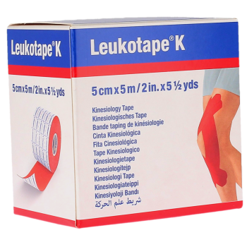 Leukotape K bande adh&eacute;sive taping &eacute;lastique rouge BSN m&eacute;dical - bande de 5cm x 5m