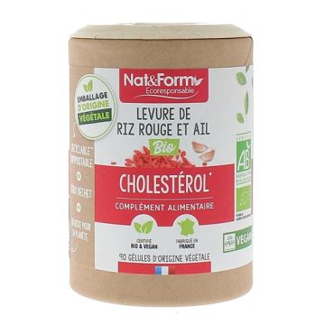 Levure de riz rouge & ail bio Cholest&eacute;rol Nat&Form - pot de 90 g&eacute;lules
