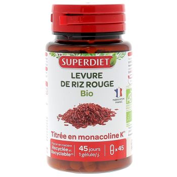 Levure de riz rouge bio Super Diet - boite de 45 g&eacute;lules