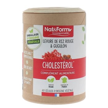 Levure de riz rouge & gugulon Cholest&eacute;rol Nat&Form - pot de 60 g&eacute;lules