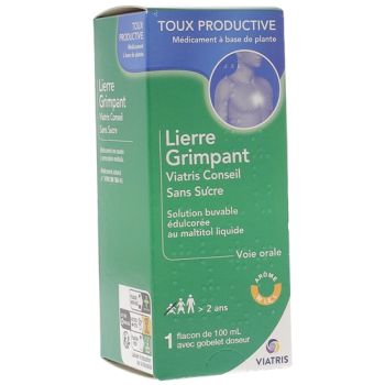 Lierre Grimpant sans sucre ar&ocirc;me miel Viatris - flacon de 100ml