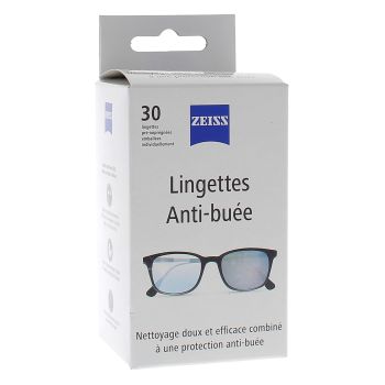 Lingettes antibu&eacute;e pour lunettes Zeiss - bo&icirc;te de 30 lingettes