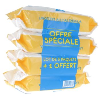 Lingettes au calendula b&eacute;b&eacute; Gifrer - lot de 4 x 70 lingettes
