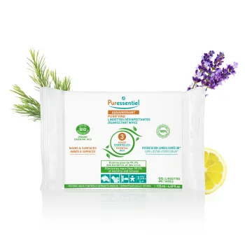 Lingettes d&eacute;sinfectantes Puressentiel - sachet de 32 lingettes