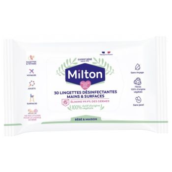 Lingettes d&eacute;sinfectantes de surfaces Milton - paquet de 30 lingettes