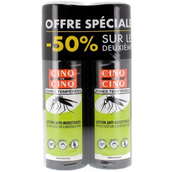 Lotion Anti-Moustiques Zones Temp&eacute;r&eacute;es Cinq sur Cinq - 2 sprays de 100 ml