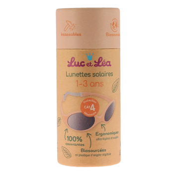 Lunettes solaires biosourc&eacute;es cat&eacute;gorie 4 1-3 ans Fleur de p&ecirc;che Luc et L&eacute;a - 1 paire de lunettes